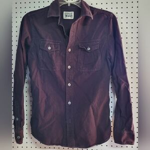 Converse One Star Men's Shirt Size Small Maroon Button Up Long Sleeve